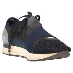 Balenciaga Navy Leather & Suede Race Runner Trainers Size IT 40