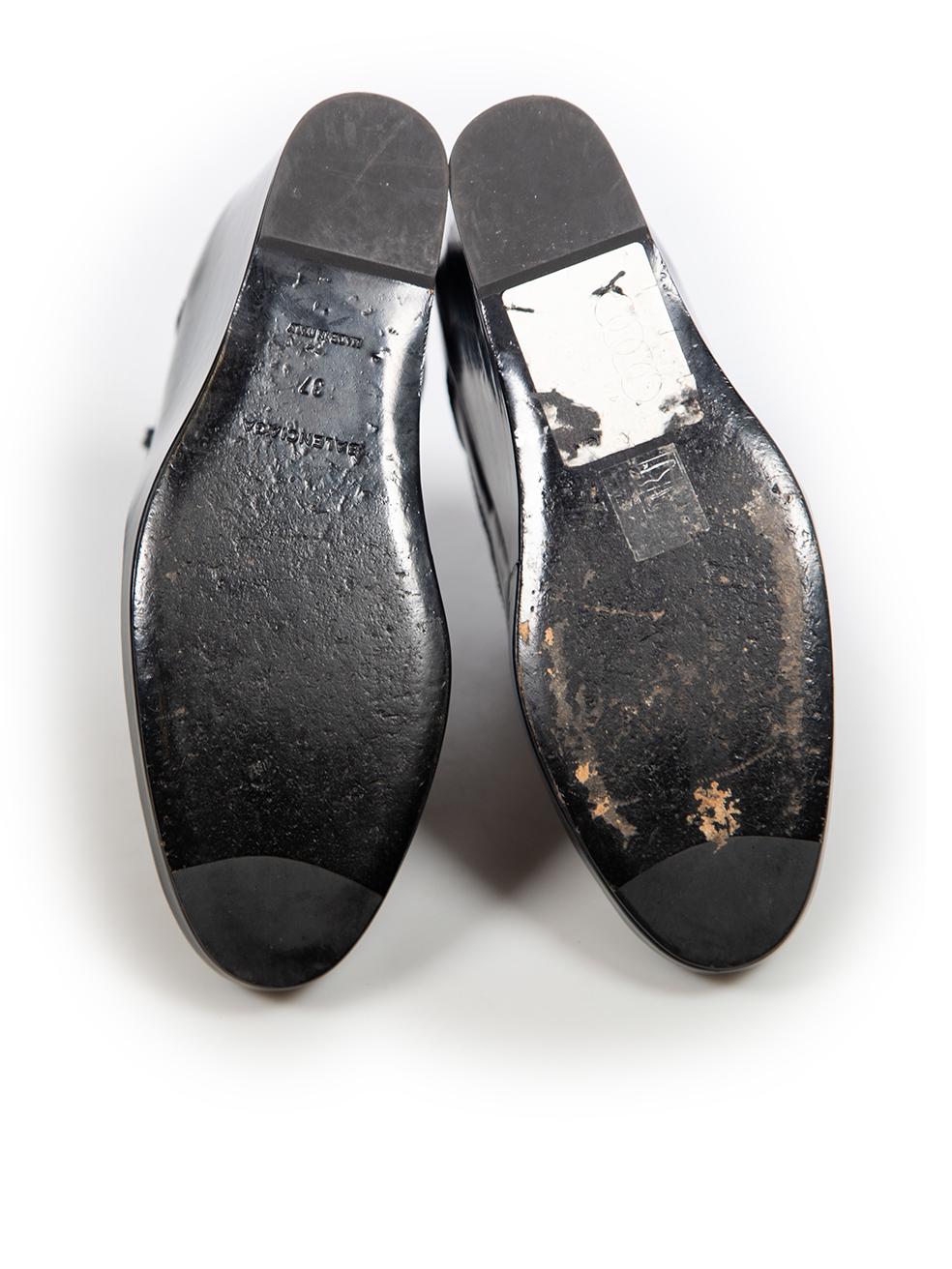 Balenciaga - Bottes à talons compensés en cuir marine - Taille IT 37 Bon état - En vente à London, GB