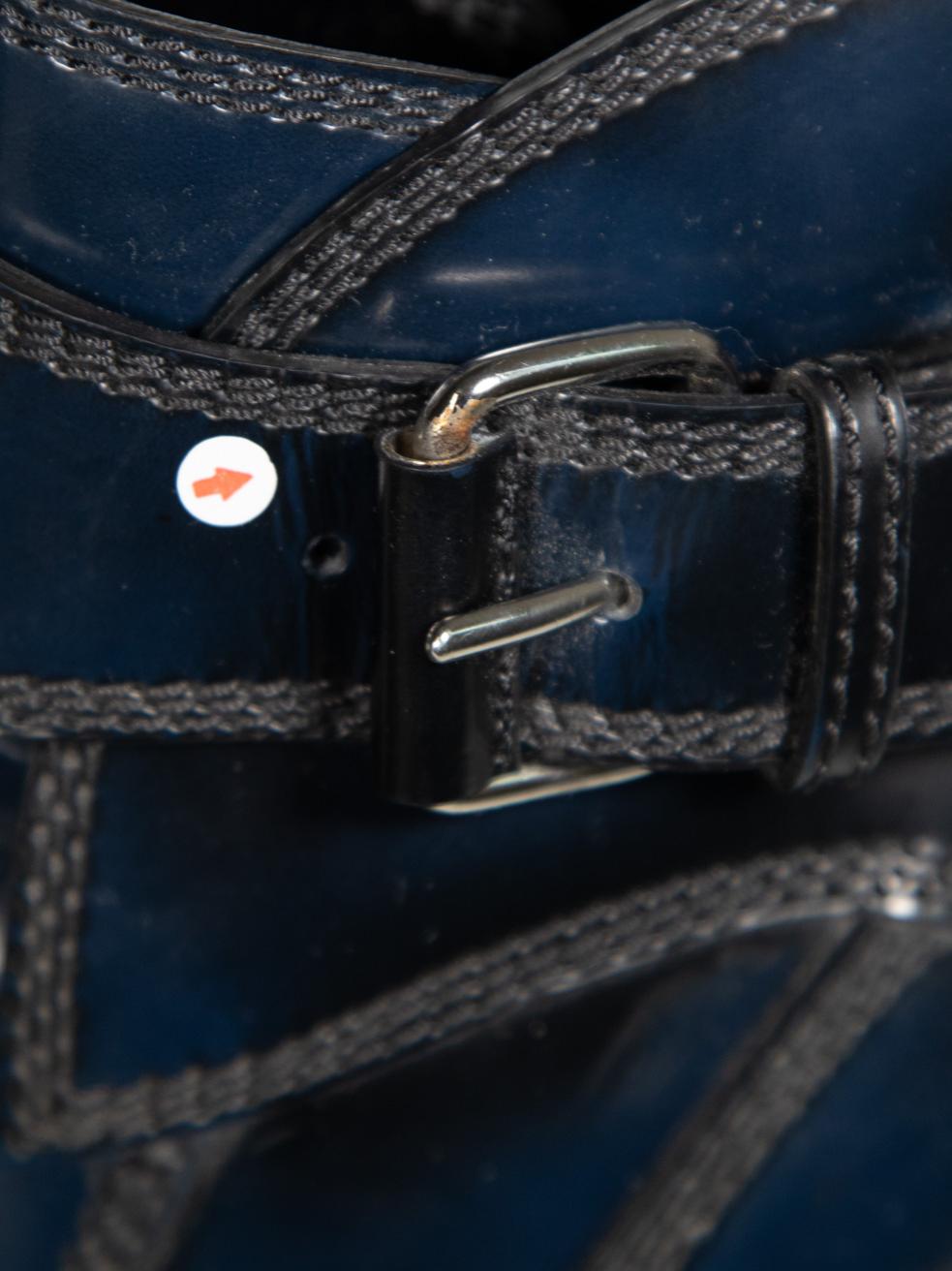 Balenciaga - Bottes à talons compensés en cuir marine - Taille IT 37 en vente 3