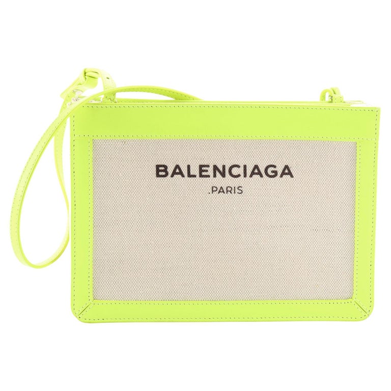 Balenciaga Navy Pochette Canvas and Leather Small at 1stDibs