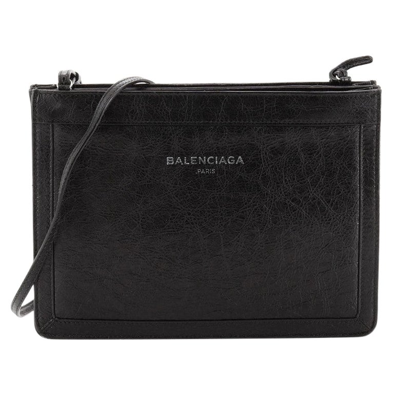 Balenciaga Navy Pochette S Leather