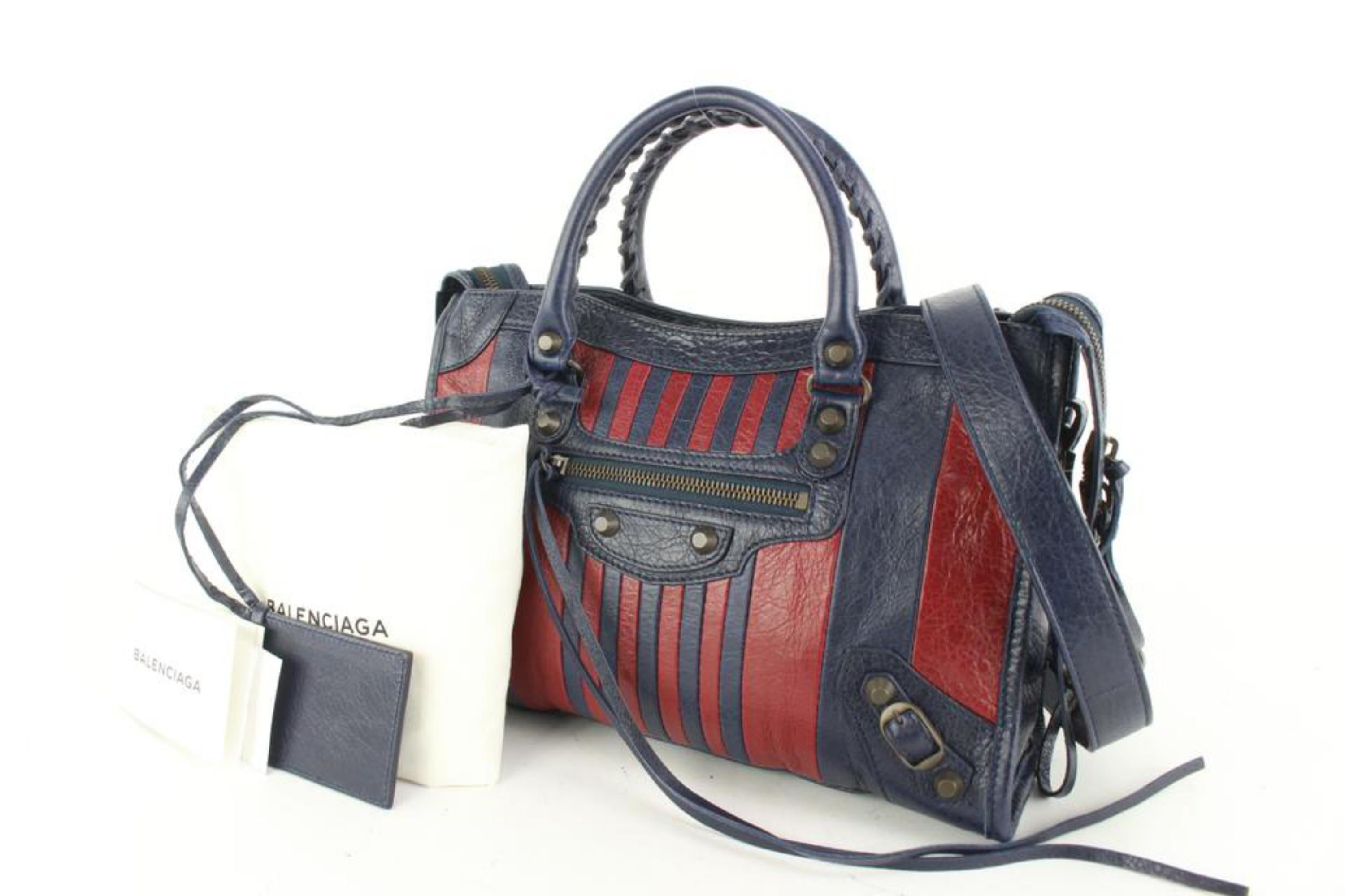 Balenciaga Navy Red Agneau Leather Classic Hardware Striped Outremer City 92ba52 4