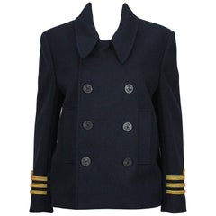 Balenciaga Navy Sailor Peacoat with Yellow Rope Trim