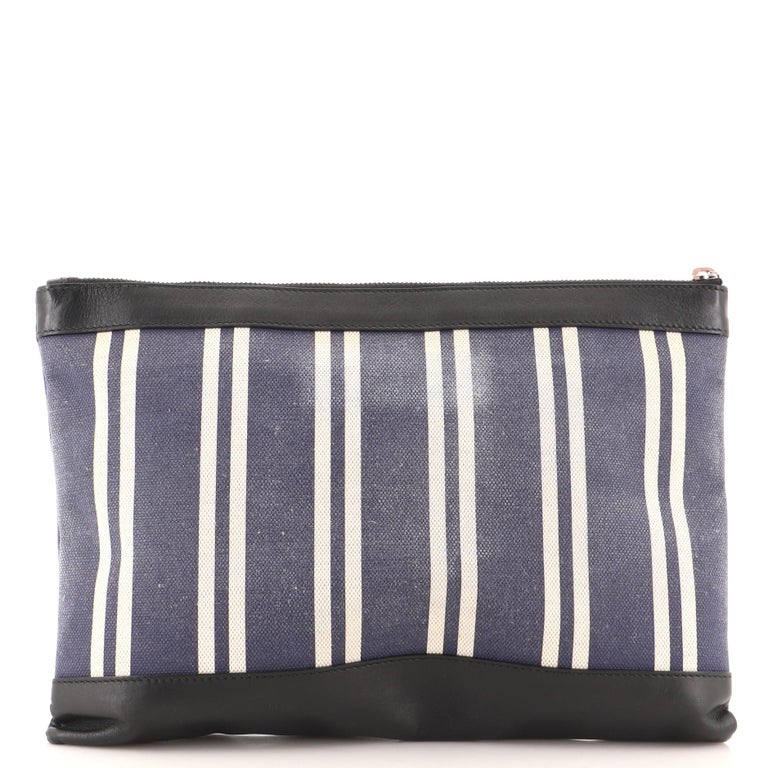 Balenciaga Navy Zip Pouch Canvas and Leather Large For Sale at 1stDibs