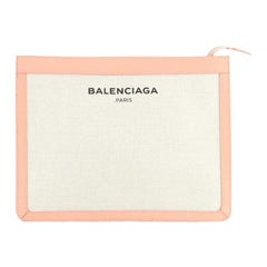 Balenciaga Navy Zip Pouch Canvas and Leather Large