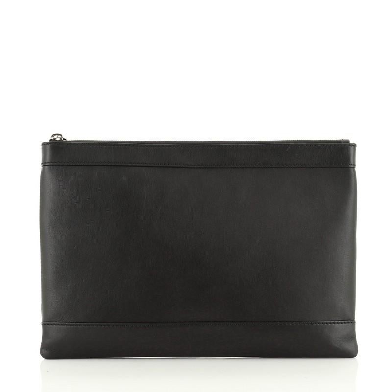 Black Balenciaga Navy Zip Pouch Leather Large 