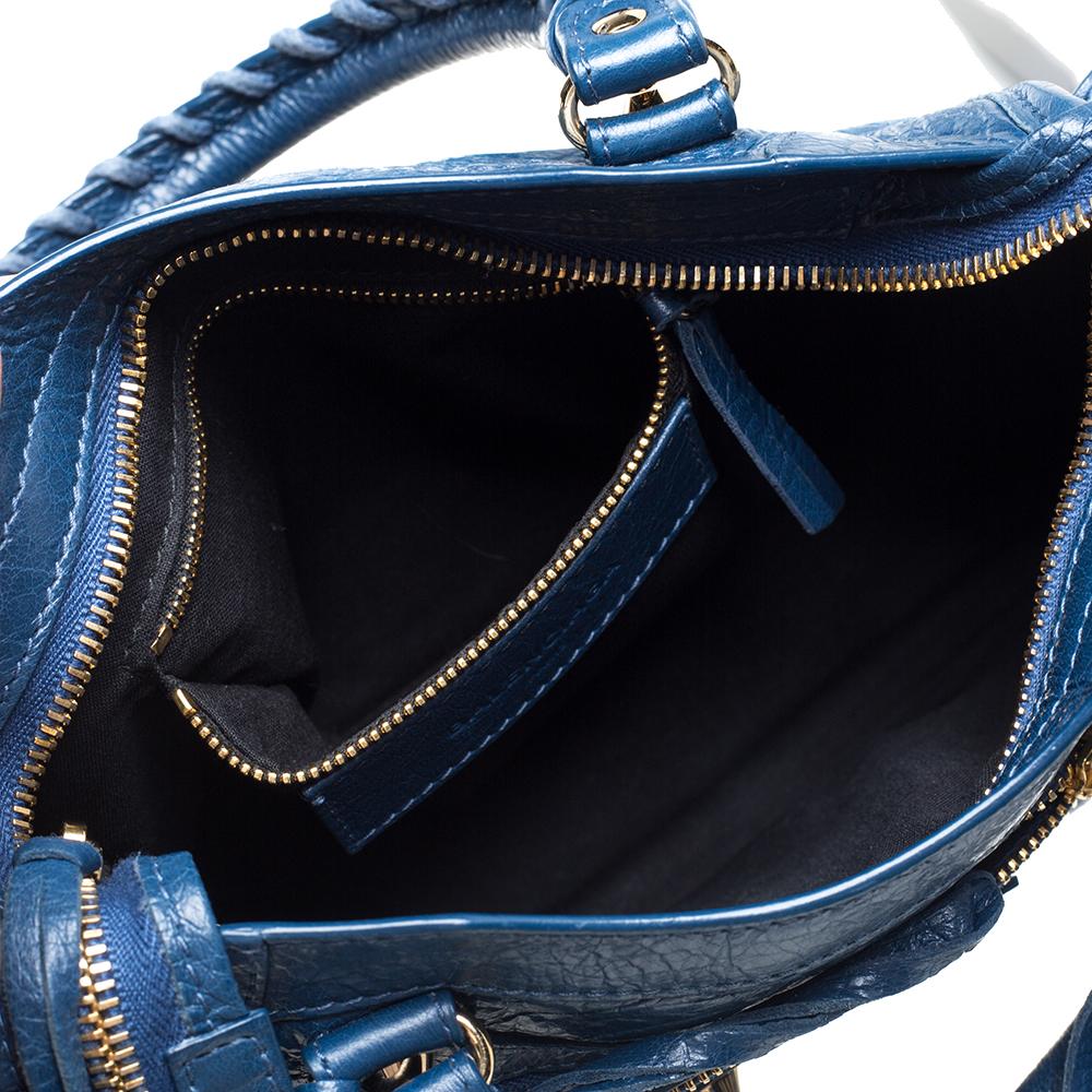 Black Balenciaga Neiman Marcus Blue Leather Mini Classic City Bag