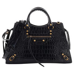 Balenciaga Neo Classic City Bag Crocodile Embossed Leather Medium