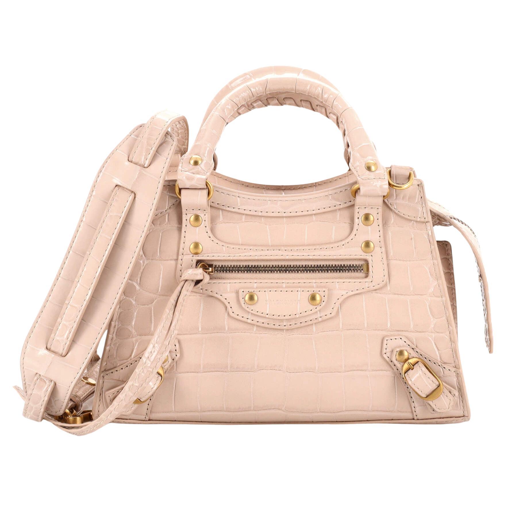 Balenciaga neo classic pink crocodile bag. RUNWAY EDITION