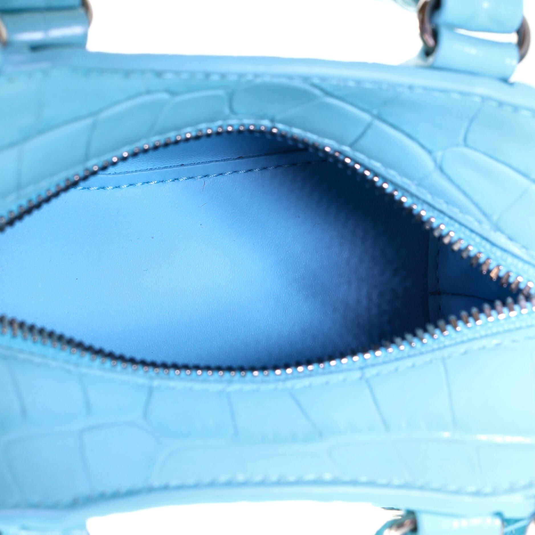 Blue Balenciaga Neo Classic City Bag Crocodile Embossed Leather Nano