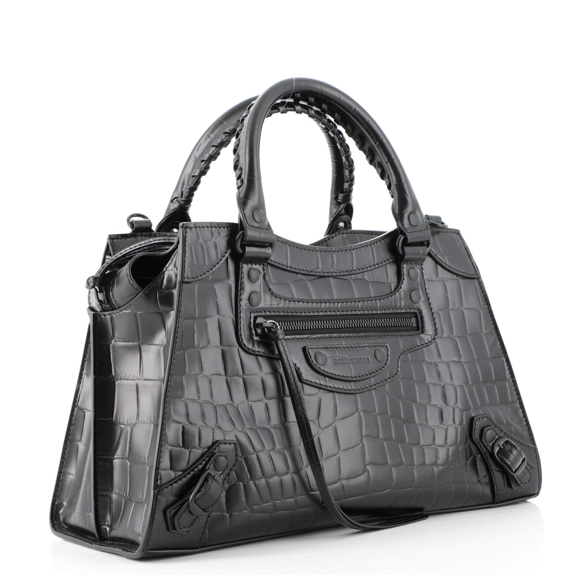 Balenciaga Neo Classic City Bag Crocodile Embossed Leather Small In Good Condition In NY, NY