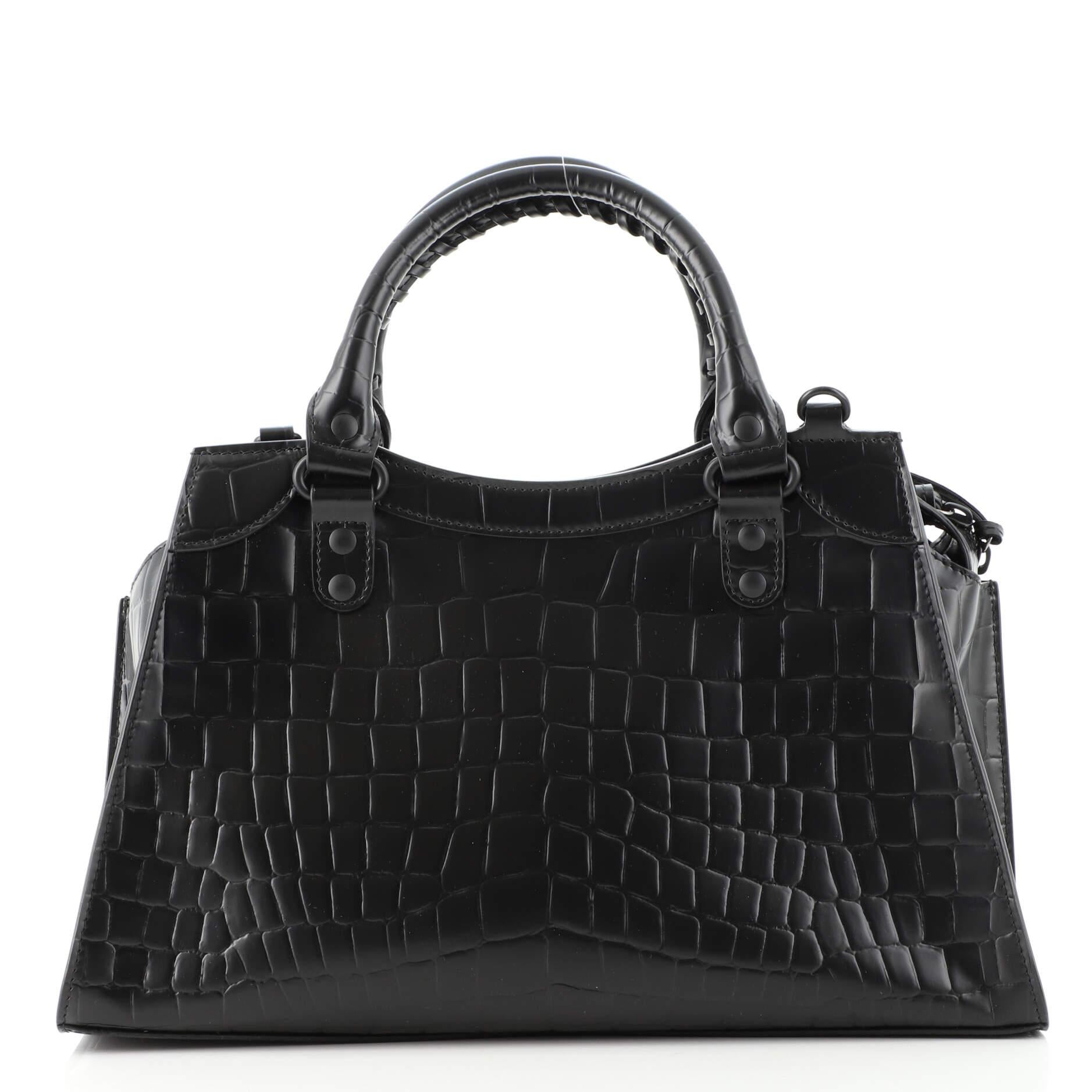 Women's or Men's Balenciaga Neo Classic City Bag Crocodile Embossed Leather Small