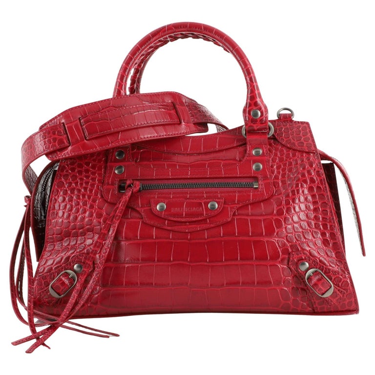 Balenciaga Neo Classic City Bag Crocodile Embossed Leather Small For Sale  at 1stDibs