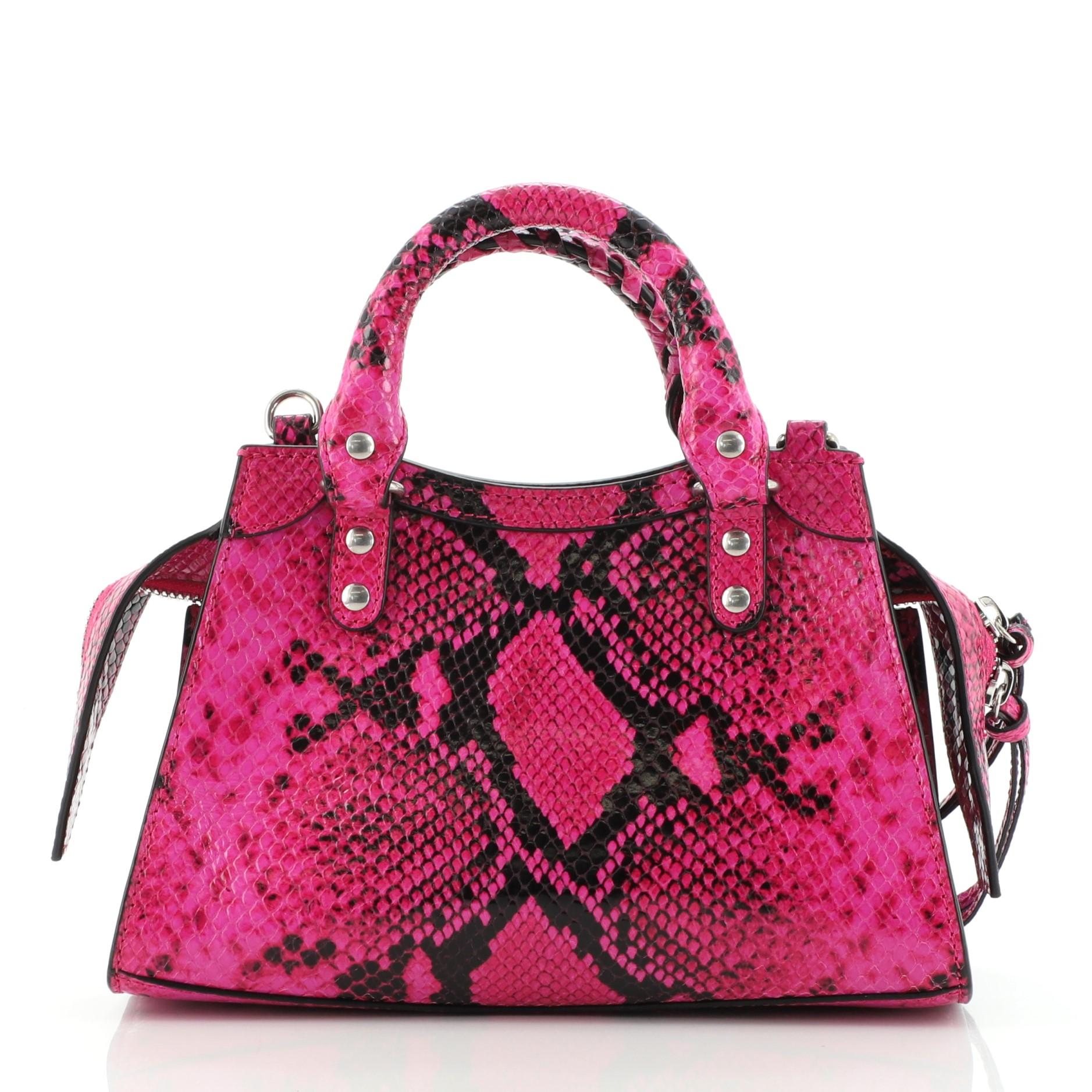 Pink Balenciaga Neo Classic City Bag Python Embossed Leather Mini