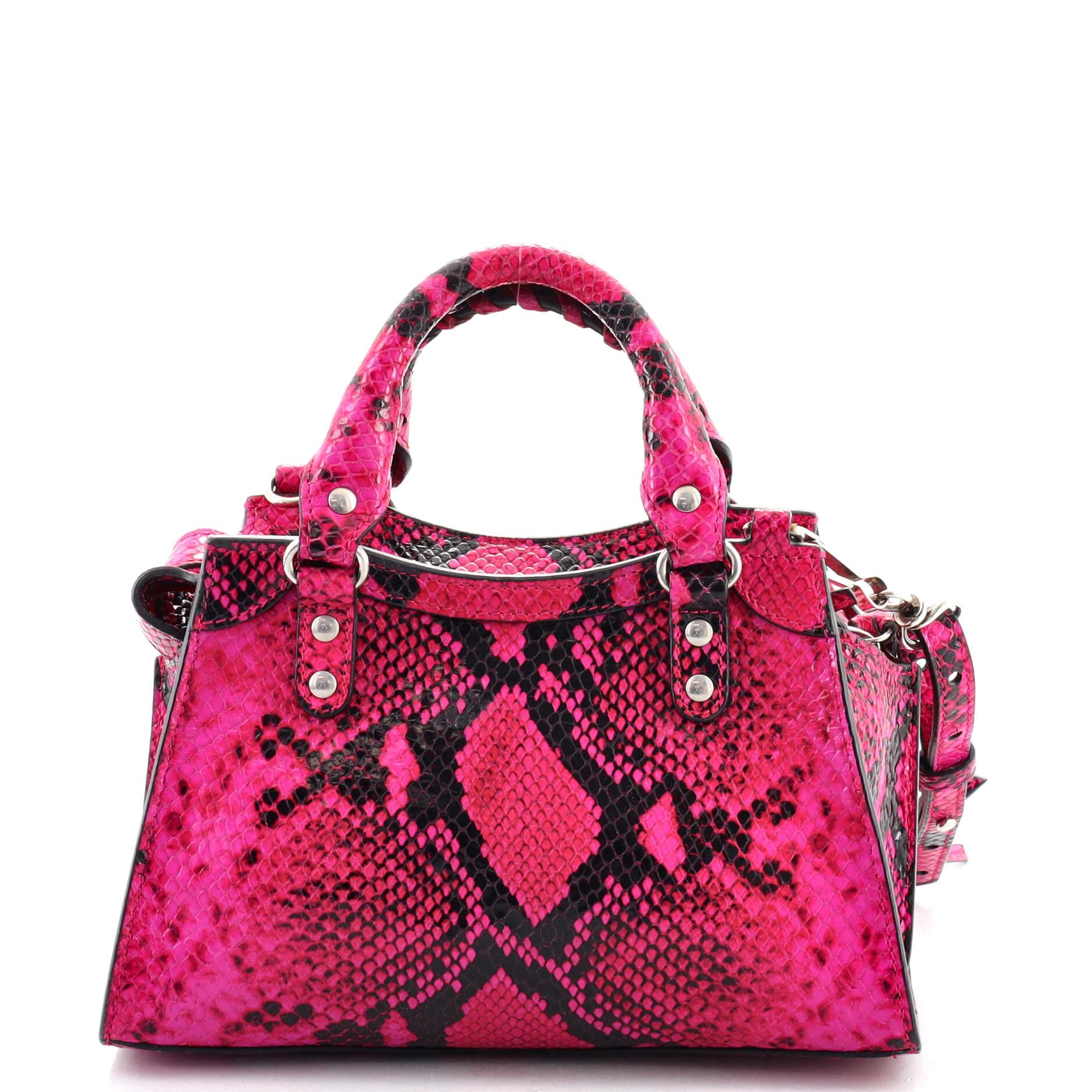 Pink Balenciaga Neo Classic City Bag Python Embossed Leather Mini