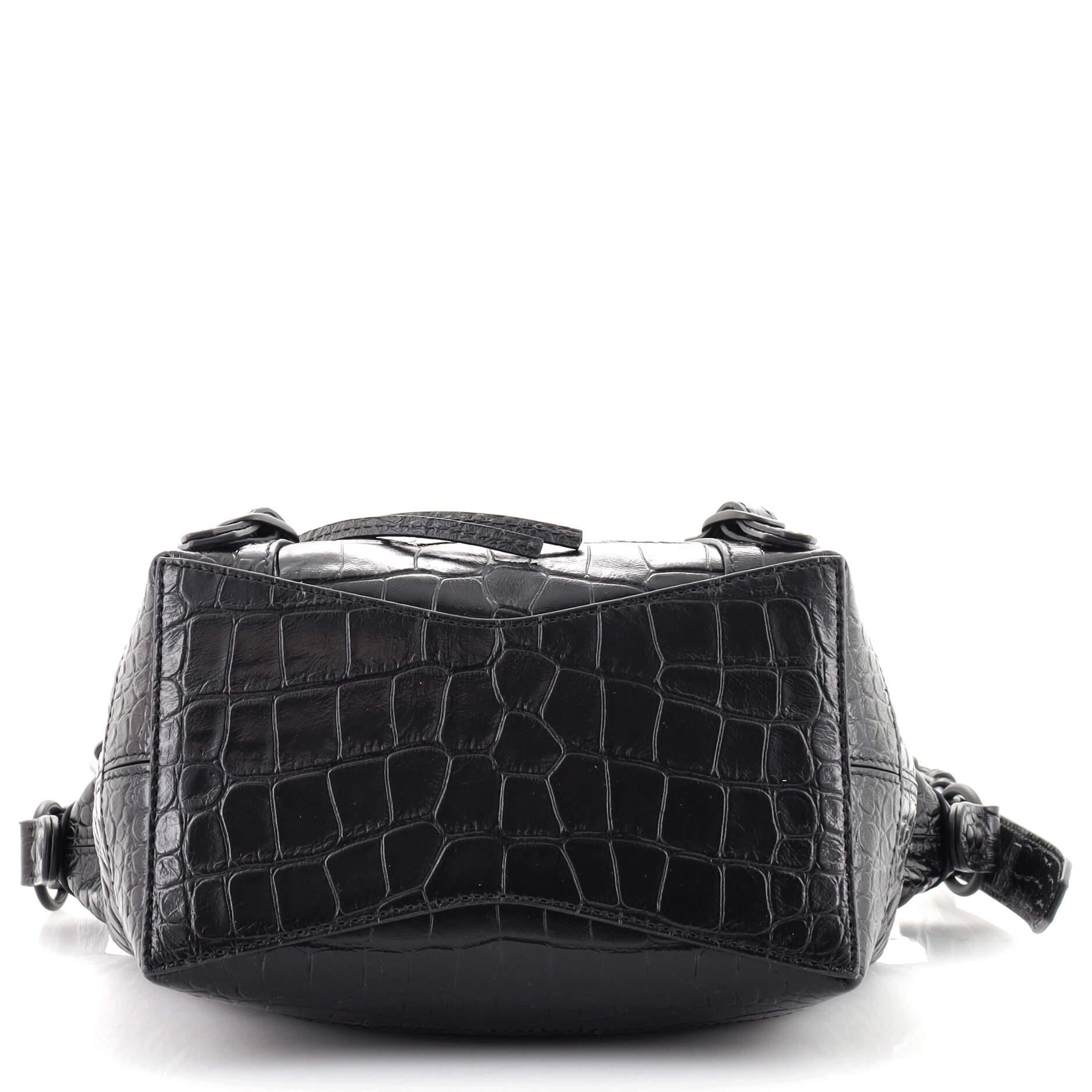 Balenciaga Neo Classic Hobo Crocodile Embossed Leather XS In Good Condition In NY, NY