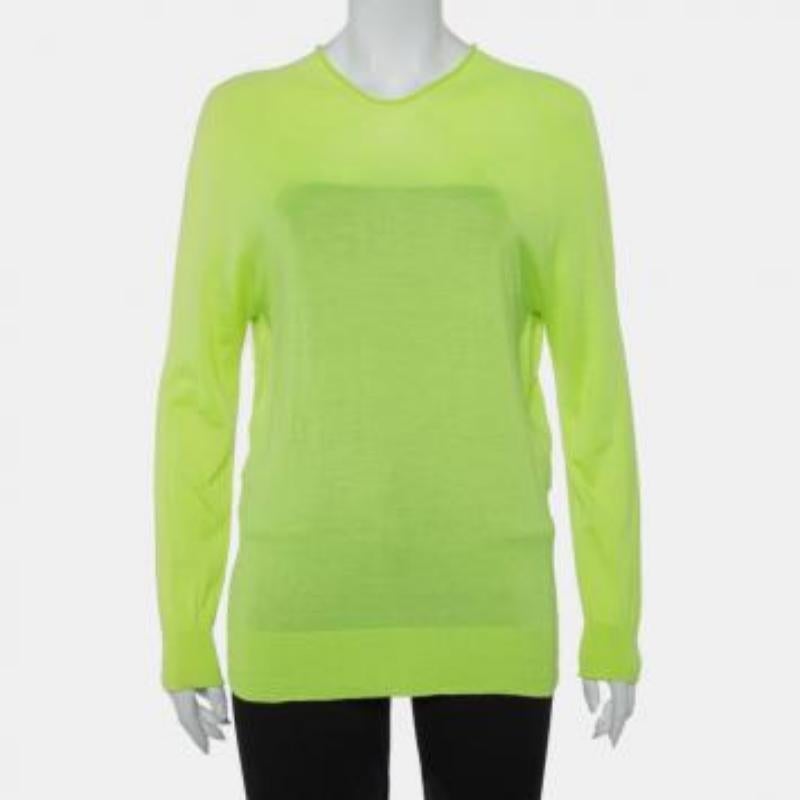 Balenciaga Neon Green Cashmere Oversized Pullover S For Sale 6