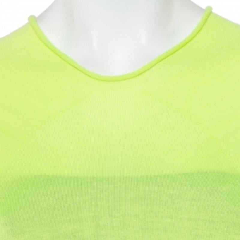Balenciaga Neon Green Cashmere Oversized Pullover S In Excellent Condition For Sale In Dubai, Al Qouz 2