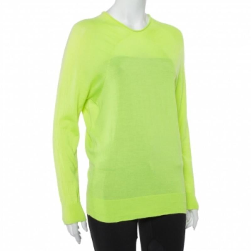 Women's Balenciaga Neon Green Cashmere Oversized Pullover S For Sale