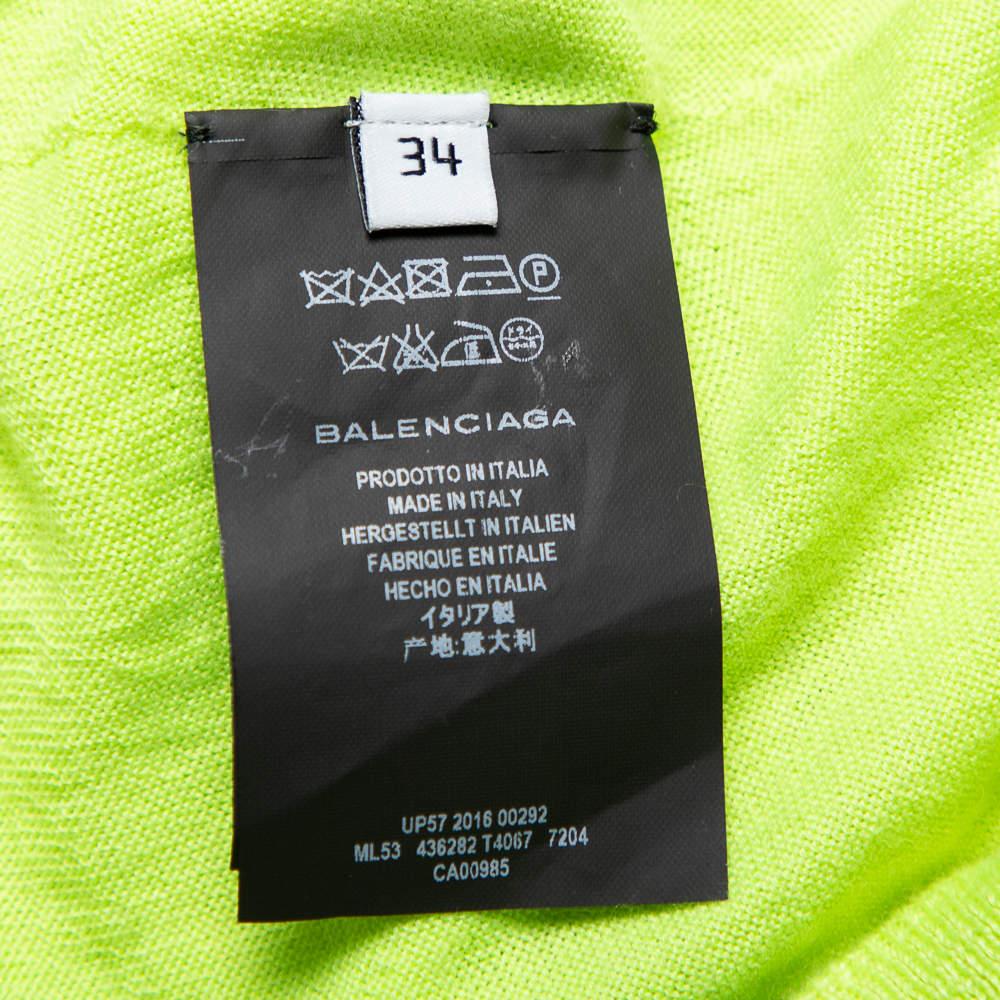 Balenciaga - Pull surdimensionné en cachemire vert fluo S Pour femmes en vente