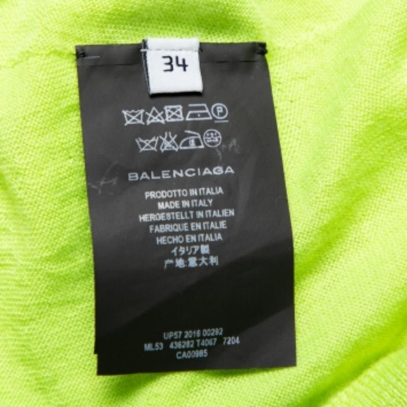 Balenciaga Neon Green Cashmere Oversized Pullover S For Sale 2