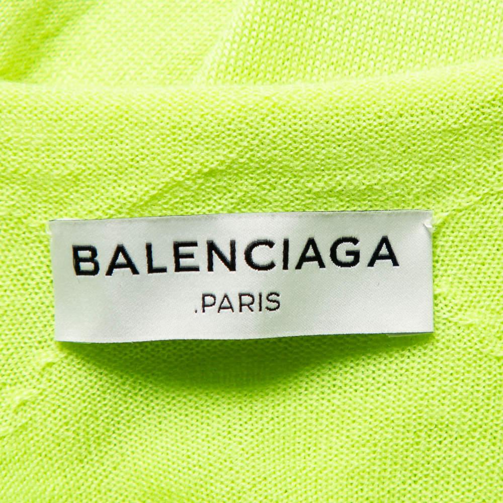 Balenciaga - Pull surdimensionné en cachemire vert fluo S en vente 2