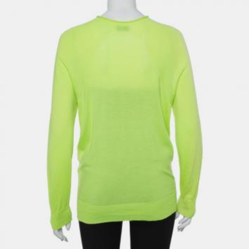 Balenciaga Neon Green Cashmere Oversized Pullover S For Sale 5