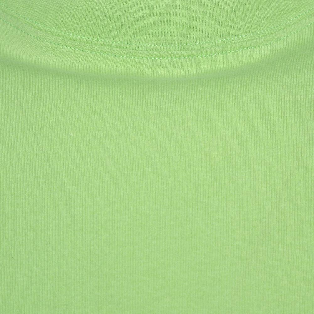 Balenciaga Neon Green Logo Embroidered Cotton T-Shirt M In Good Condition In Dubai, Al Qouz 2