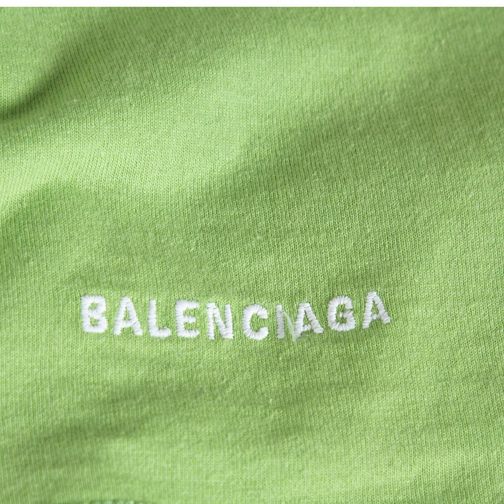 Balenciaga Neon Green Logo Embroidered Cotton T-Shirt M 1