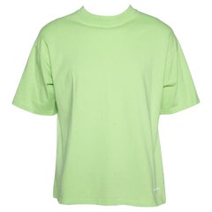 Balenciaga Neon Green Logo Embroidered Cotton T-Shirt M