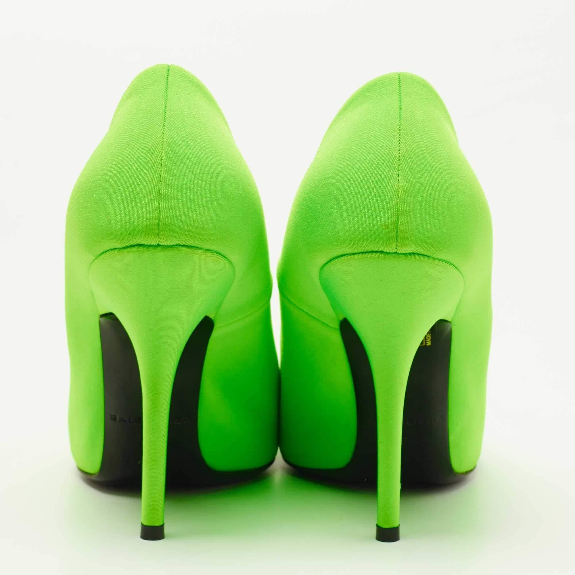 Women's Balenciaga Neon Green Nylon Knife Pumps Size 40.5