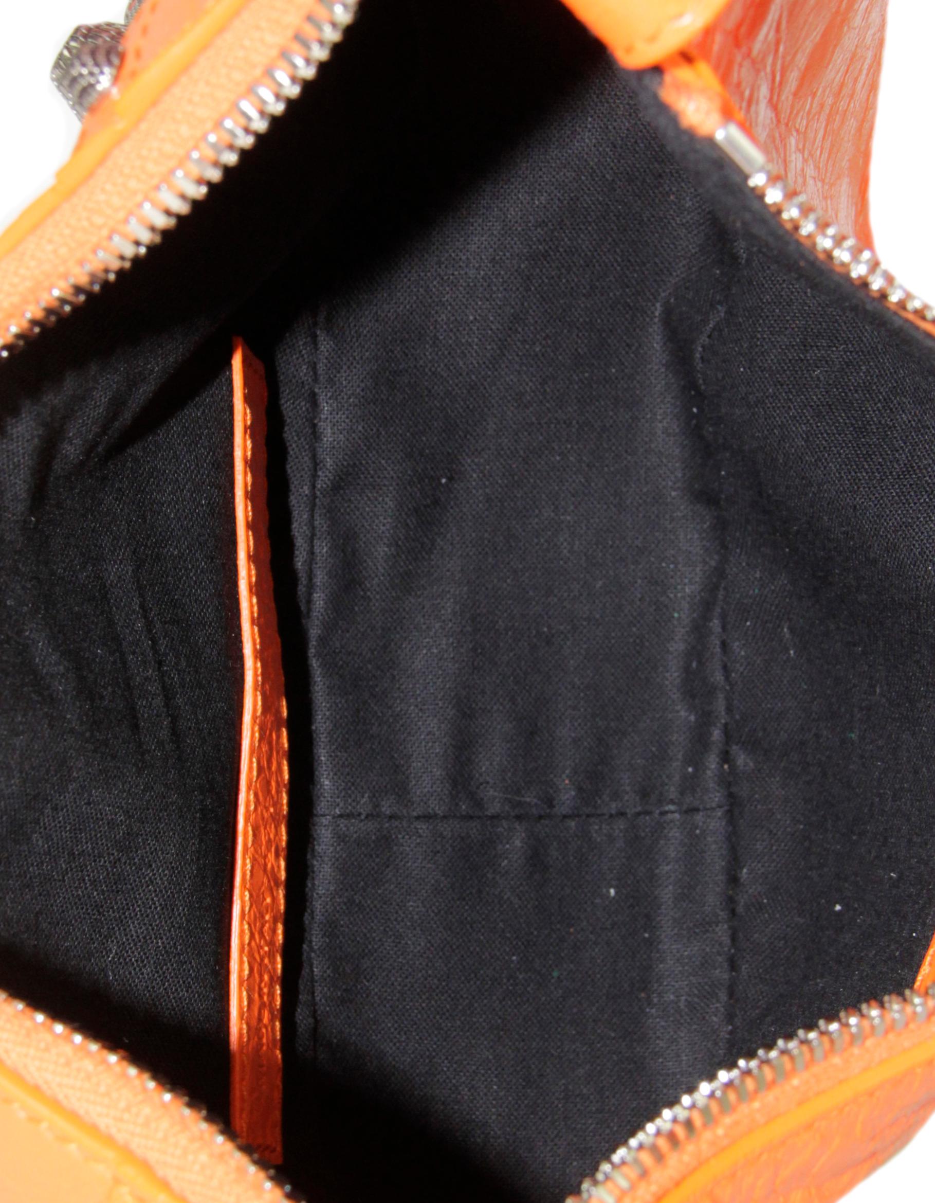 Red Balenciaga Neon Orange Arena Leather Le Cagole XS Shoulder Bag