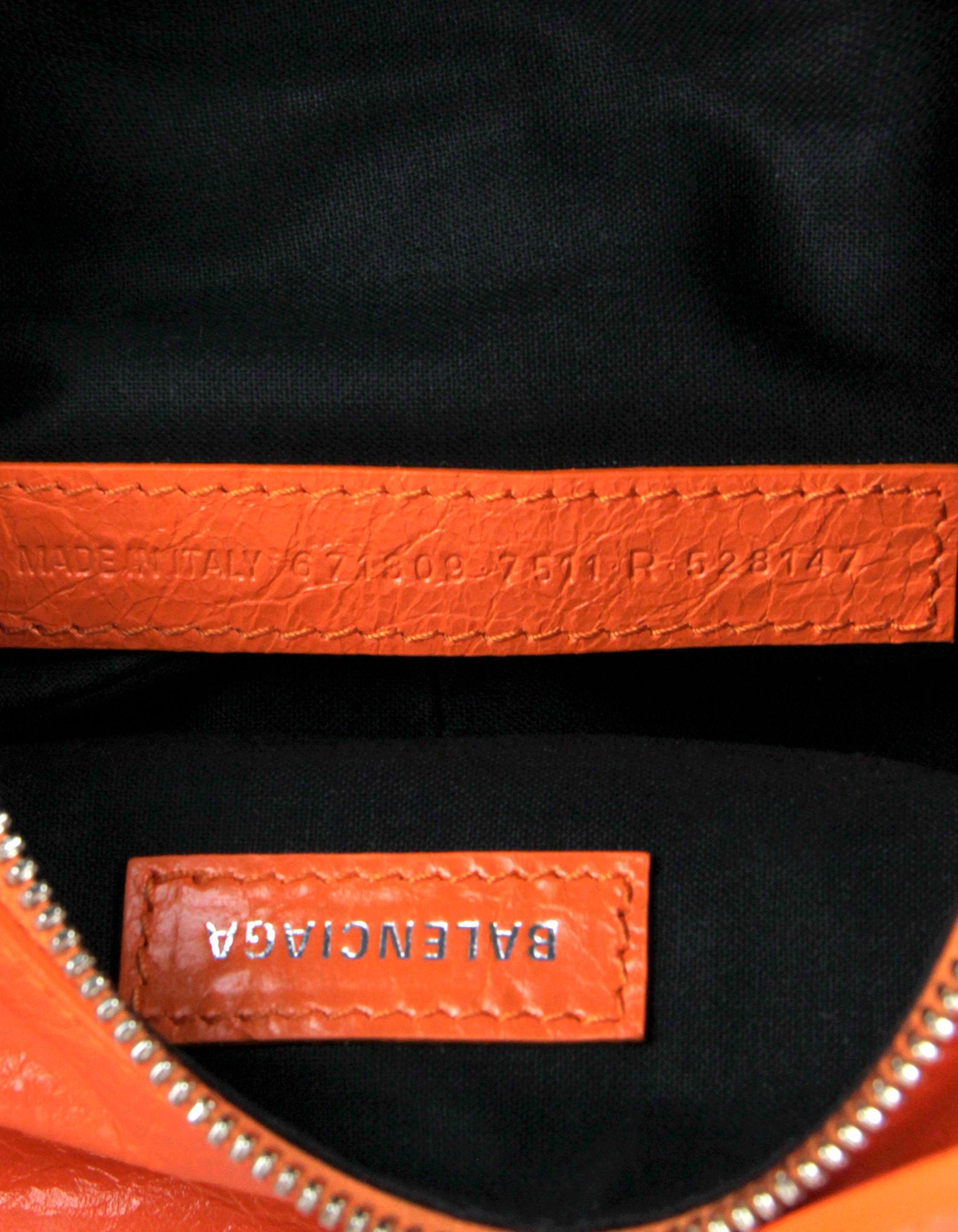 Women's Balenciaga Neon Orange Arena Leather Le Cagole XS Shoulder Bag