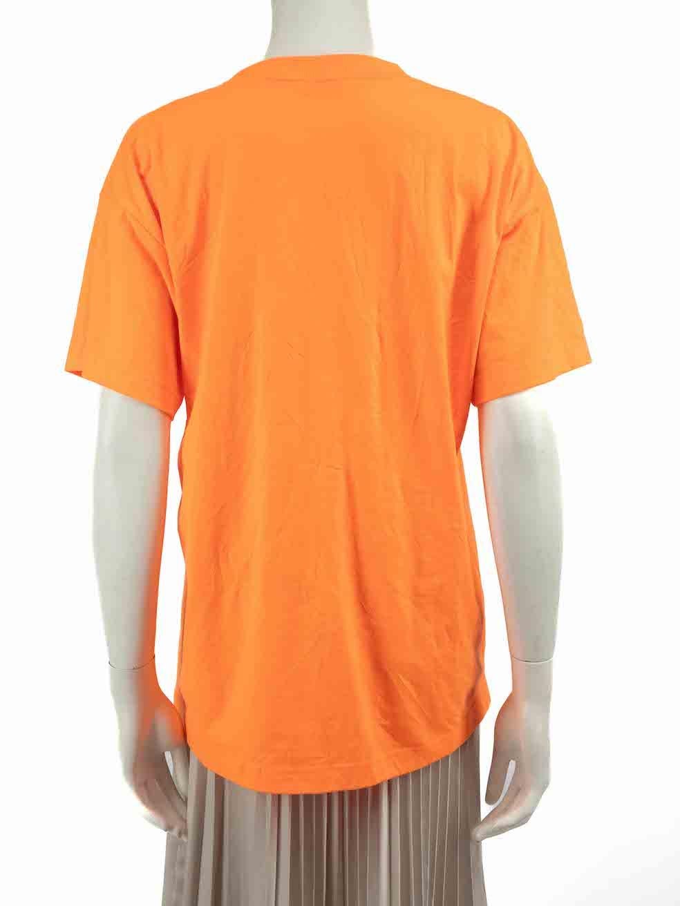 Balenciaga Neon Orange Multi Language Logo T-Shirt Size M In Good Condition In London, GB