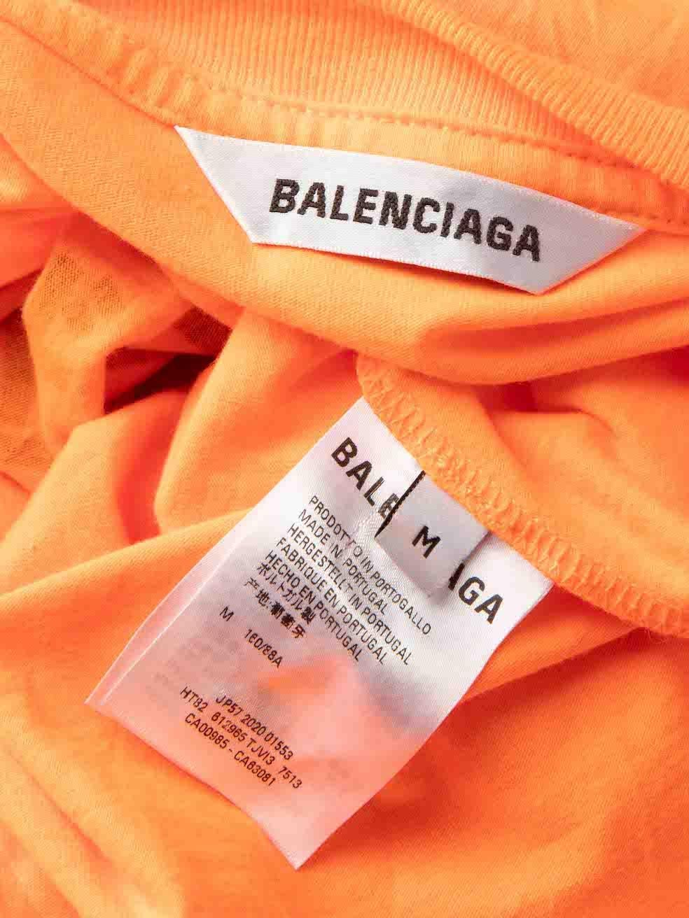 Balenciaga Neon Orange Multi Language Logo T-Shirt Size M 1
