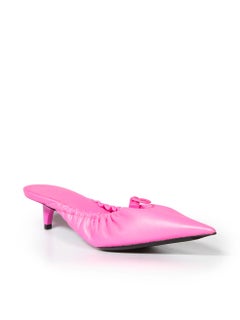 Balenciaga Neon Pink Leather Scrunch Knife Mules Size IT 37