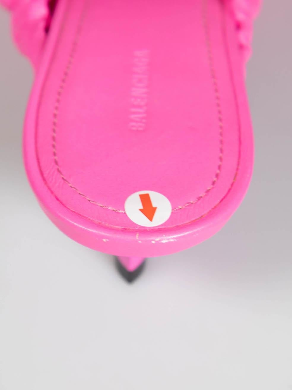 Balenciaga Neon Pink Leather Scrunch Knife Mules Size IT 37 For Sale 2