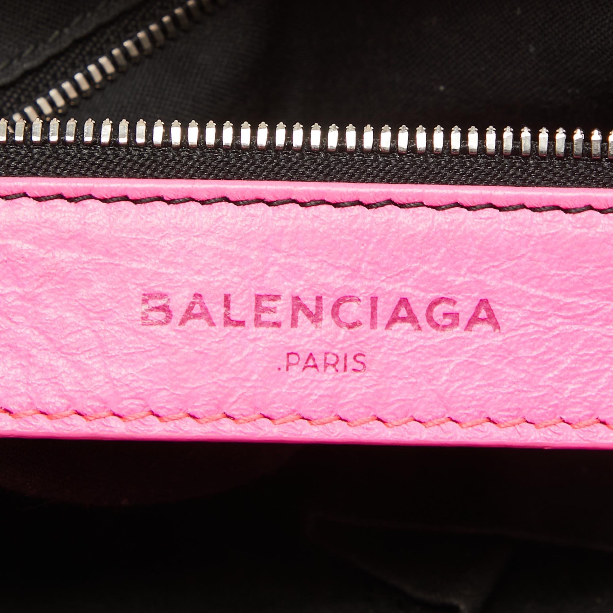 Balenciaga Neon Pink Leather Small Classic City Tote 6