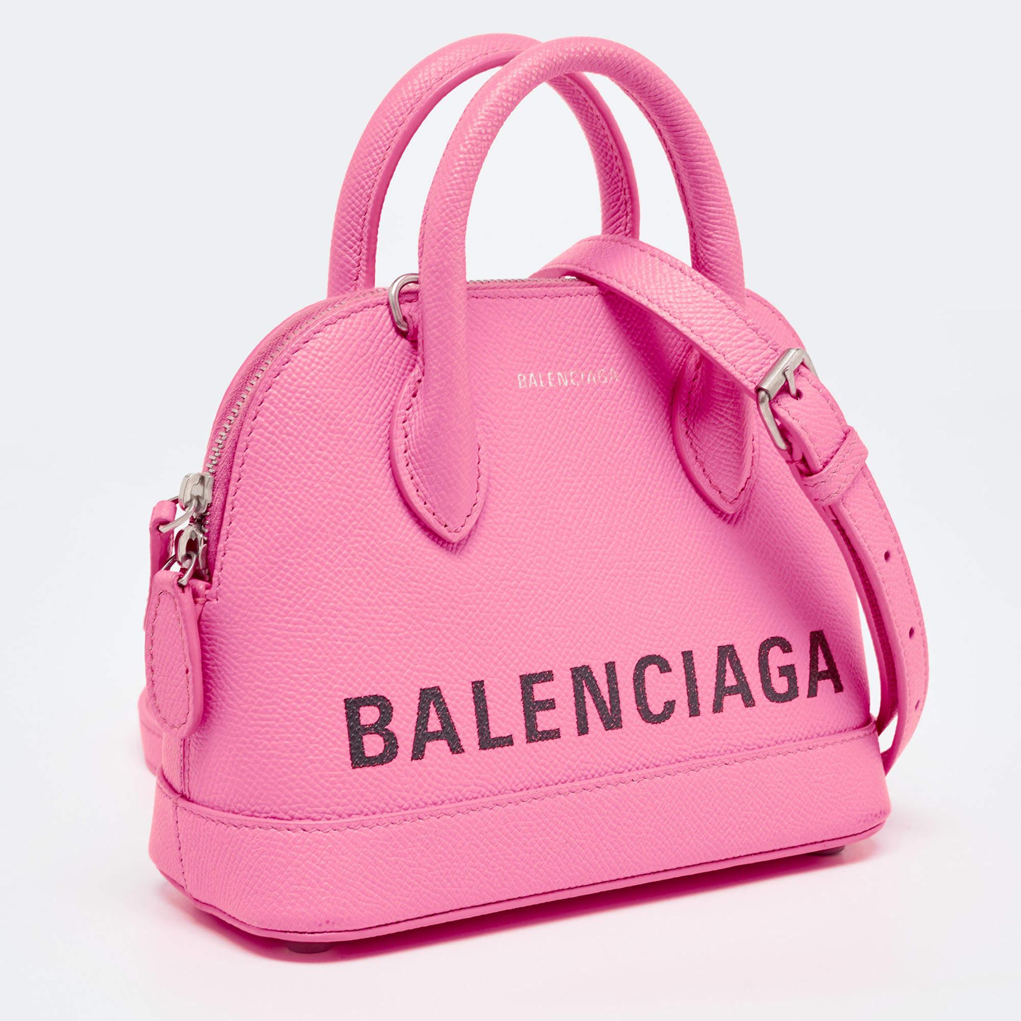 Balenciaga Neon Pink Leather XXS Ville Satchel 6