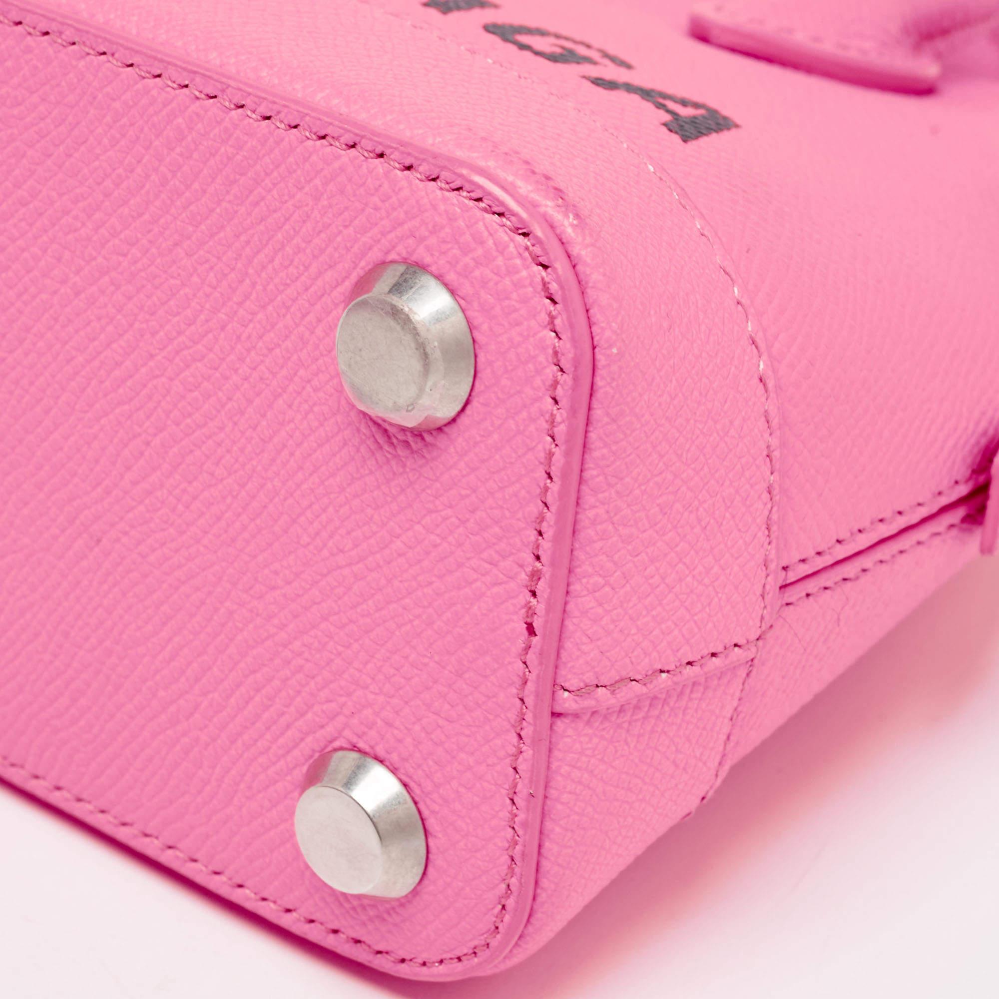 Balenciaga Neon Pink Leather XXS Ville Satchel 2