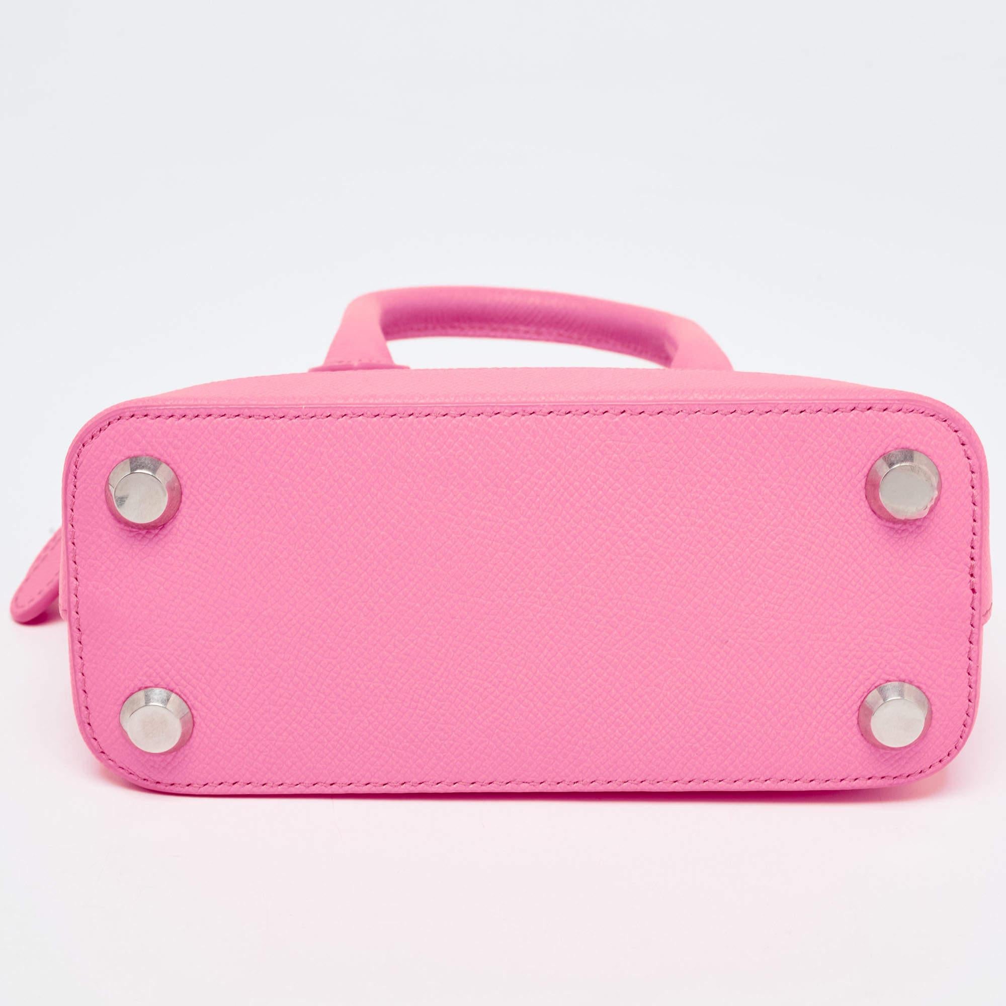Balenciaga Neon Pink Leather XXS Ville Satchel 4