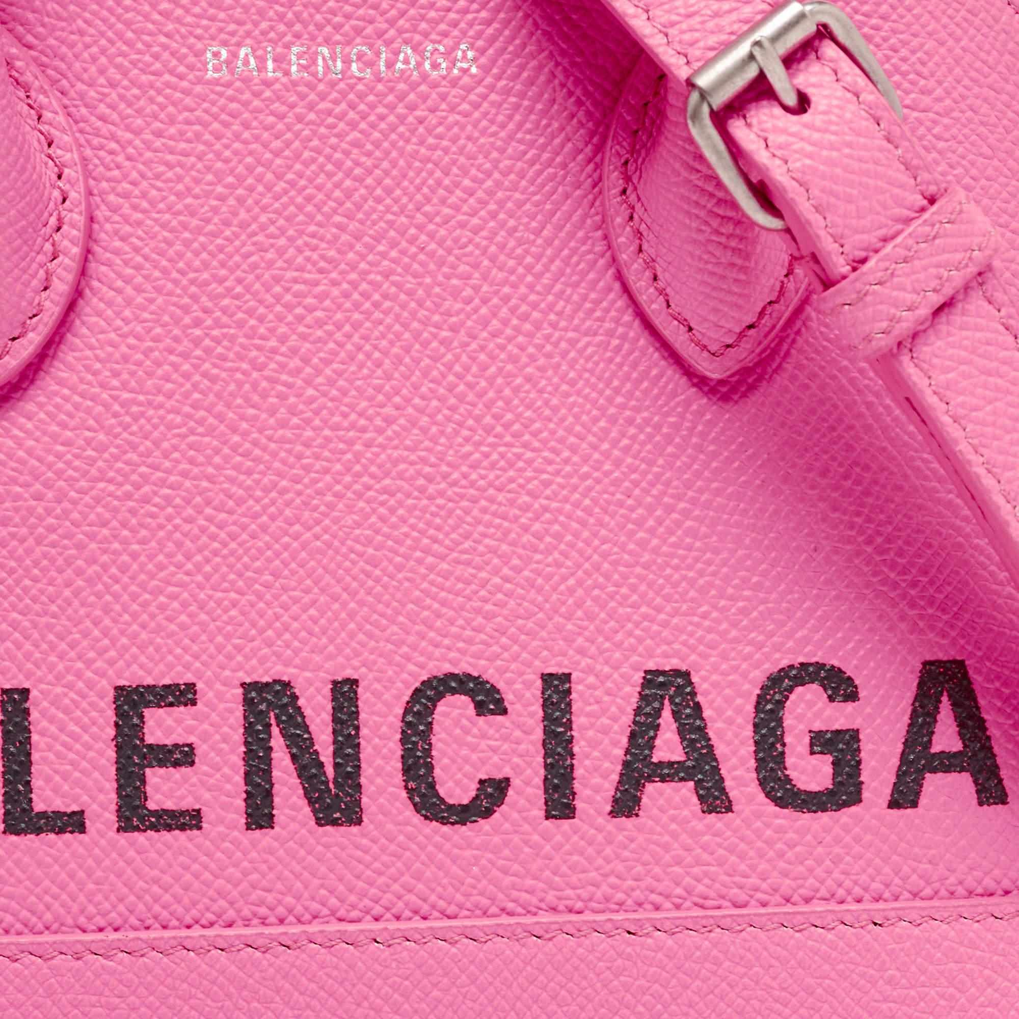 Balenciaga Neon Pink Leather XXS Ville Satchel 5