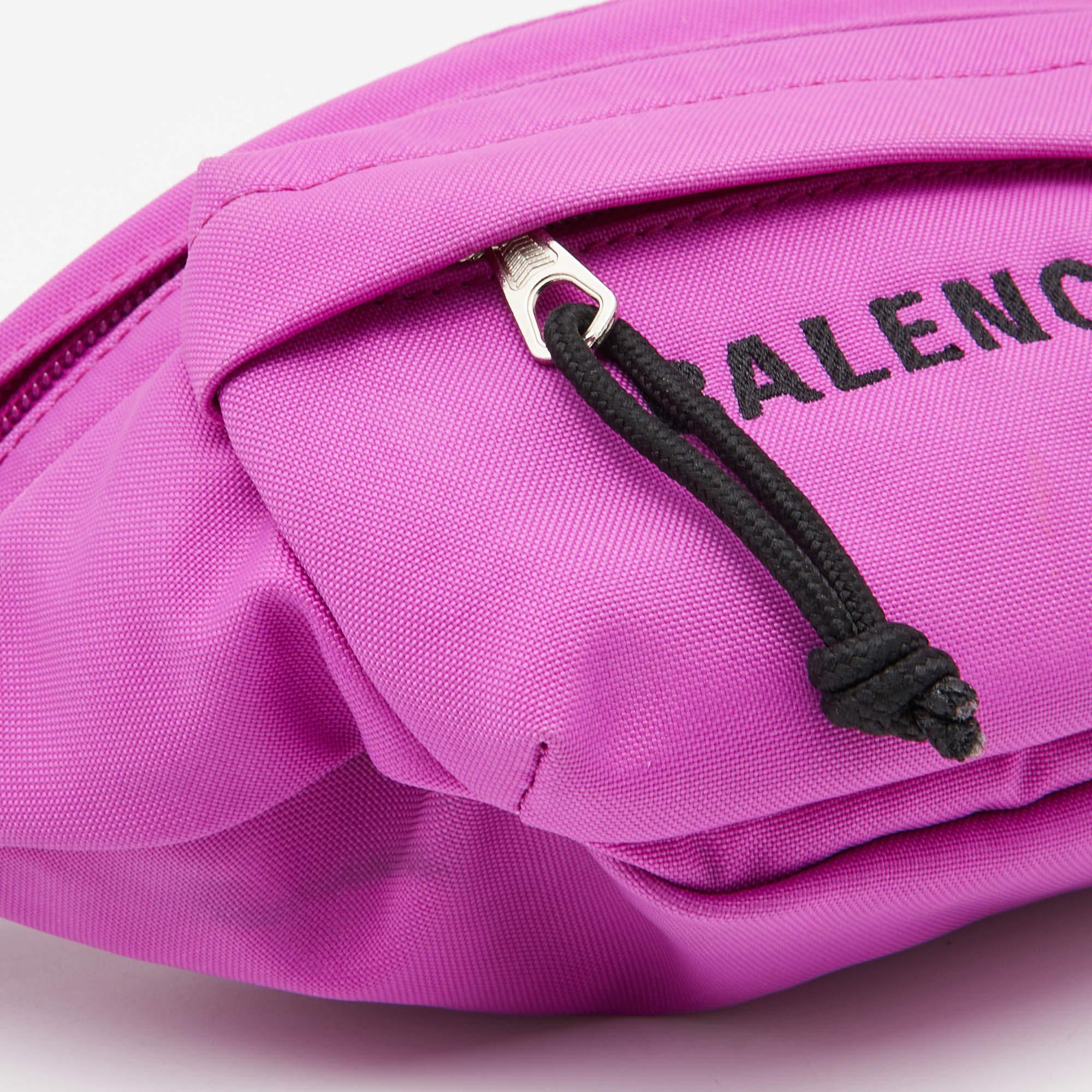 Women's Balenciaga Neon Pink Nylon Everyday Belt Bag