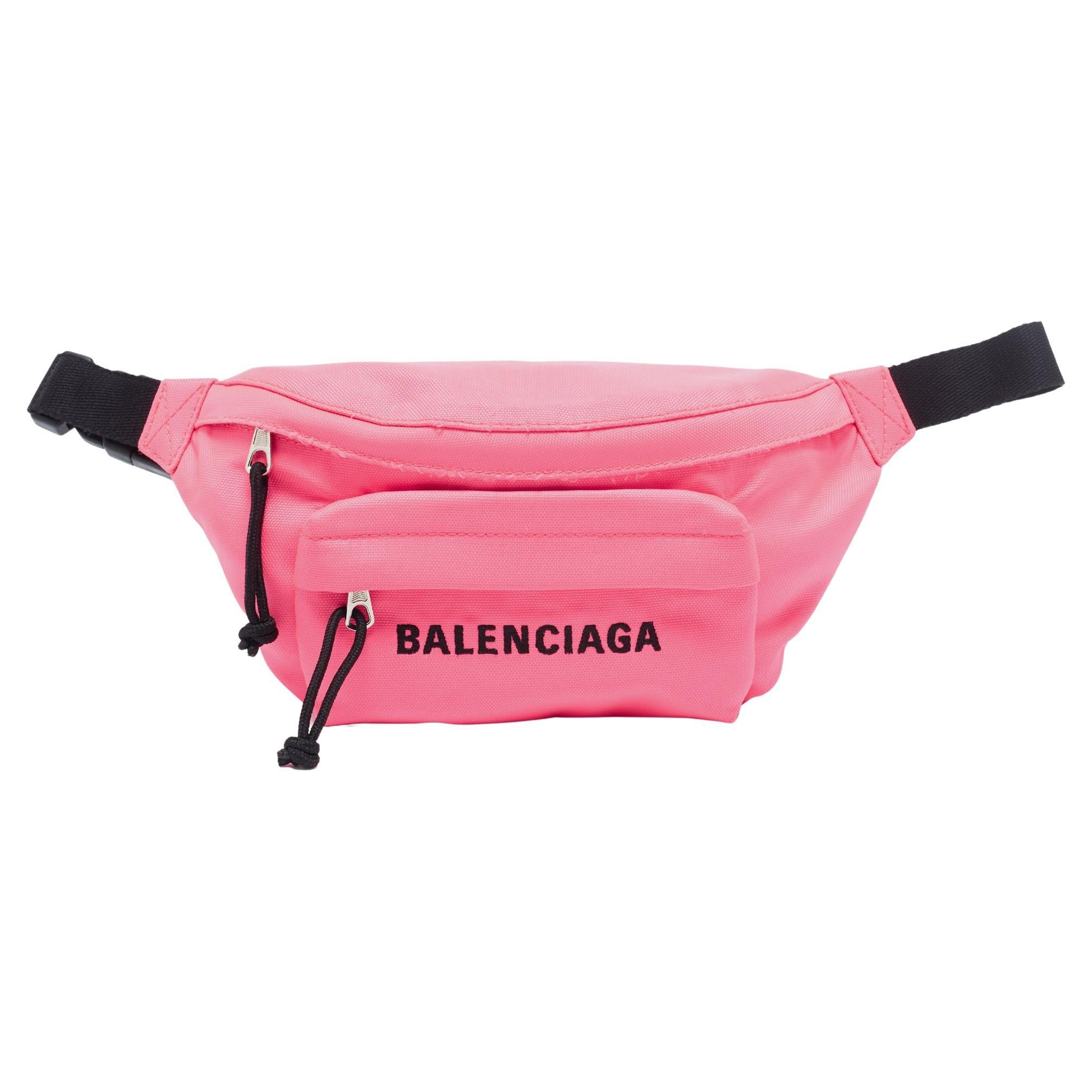 Balenciaga Neon Pink Nylon Everyday Belt Bag For Sale at 1stDibs