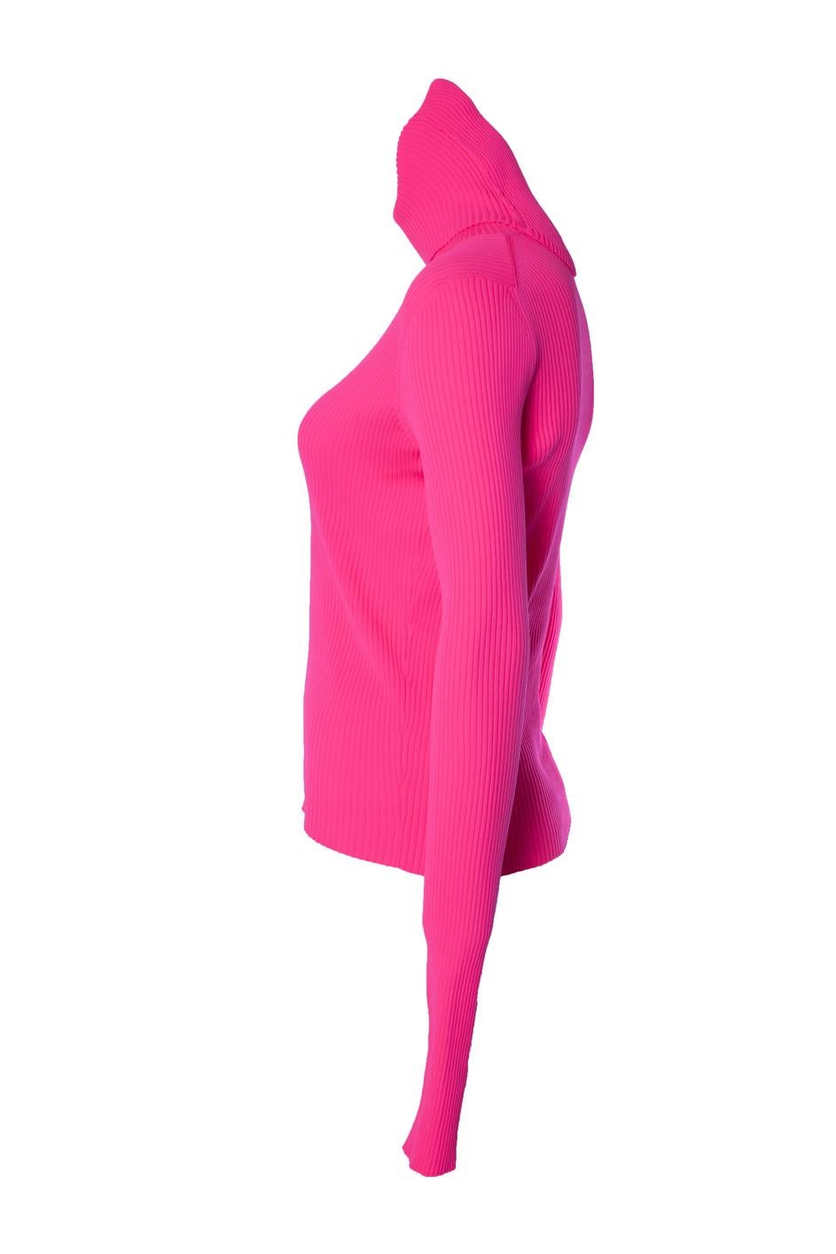 Balenciaga, Neon pink rib turtle neck In Excellent Condition For Sale In AMSTERDAM, NL