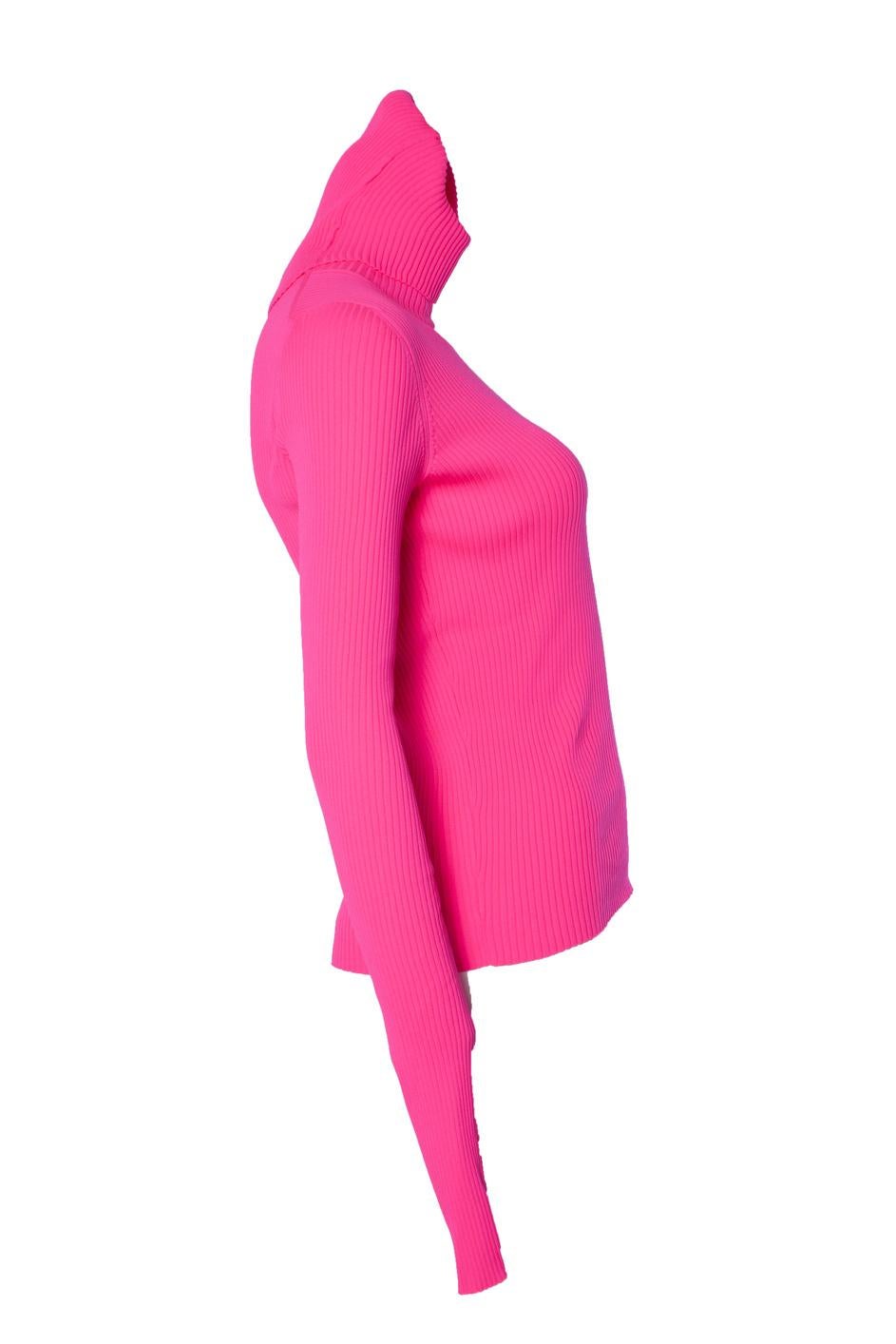 Women's Balenciaga, Neon pink rib turtle neck For Sale