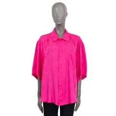BALENCIAGA neon pink silk 2021 MINIMAL SHORT SLEEVE Blouse Shirt 38 S