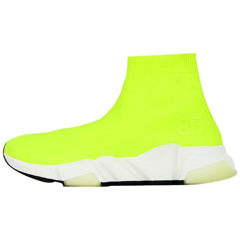 Balenciaga Neon Yellow BB Speed Sock Sneakers sz 37 rt $770 For Sale at  1stDibs