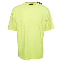 Balenciaga Neon Yellow Cotton Half Sleeve T-Shirt L