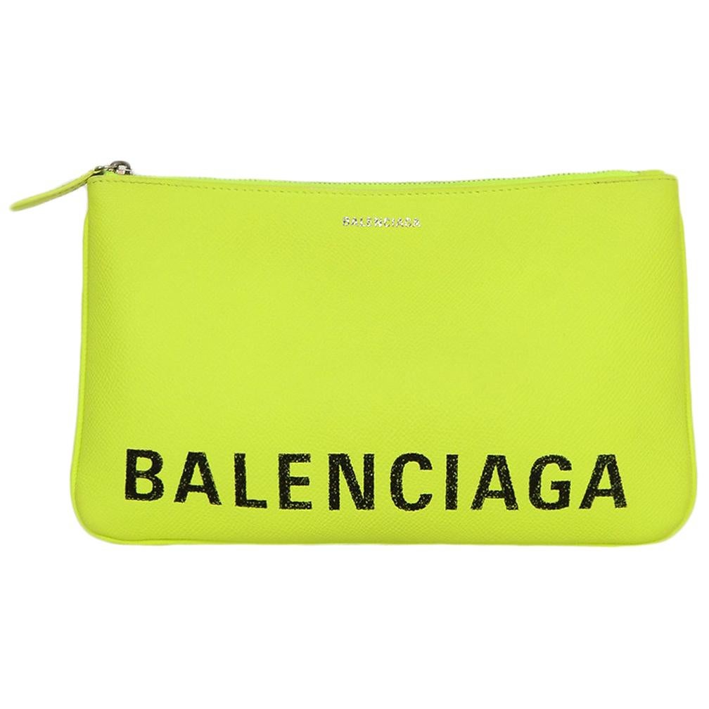 Balenciaga Neon Yellow Grained Calfskin Leather Medium
